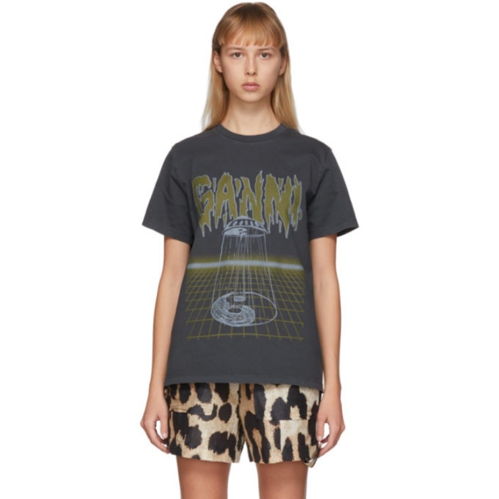 GANNI ufo/ ying yang alien t shirt